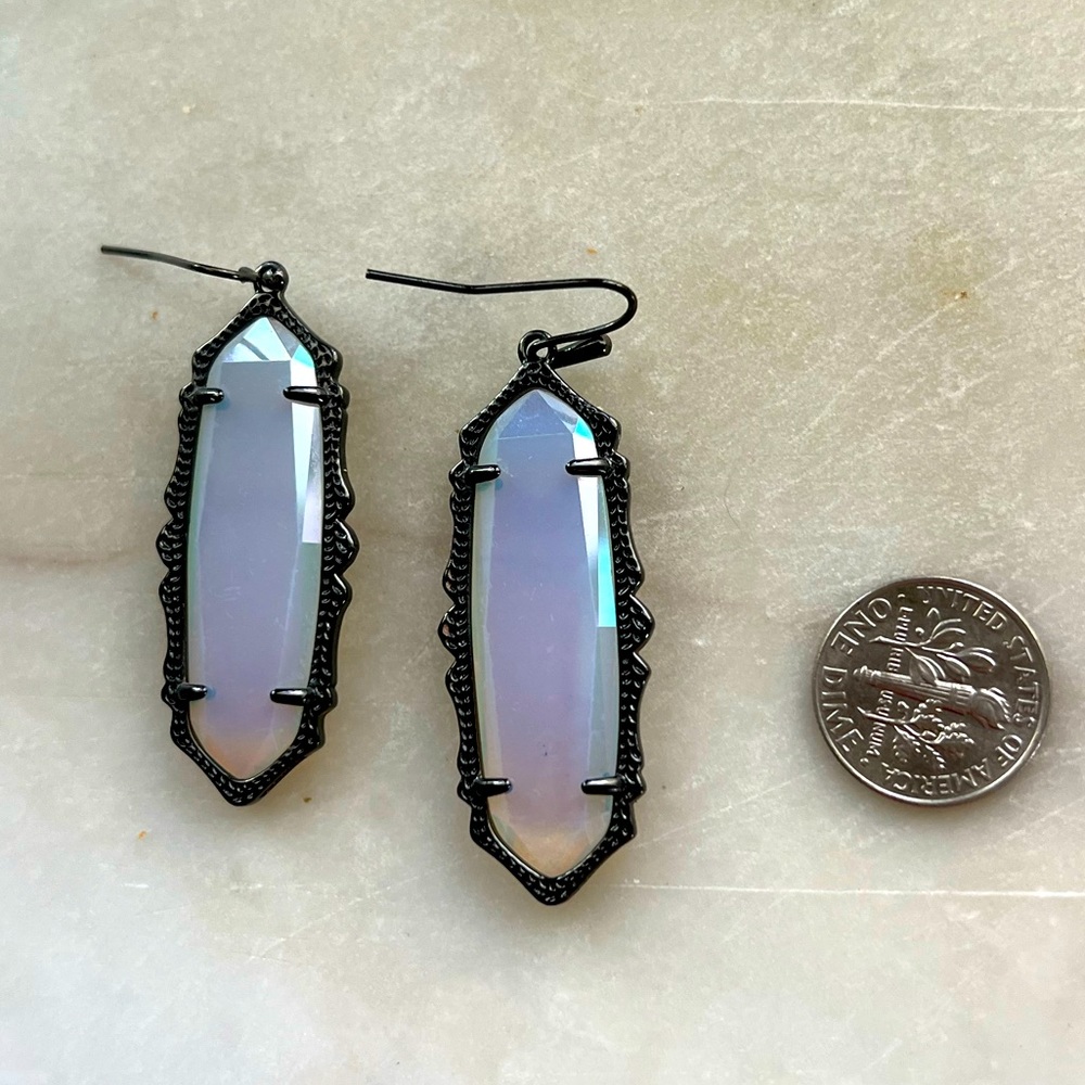 Kendra Scott gunmetal blue iridescent earrings
